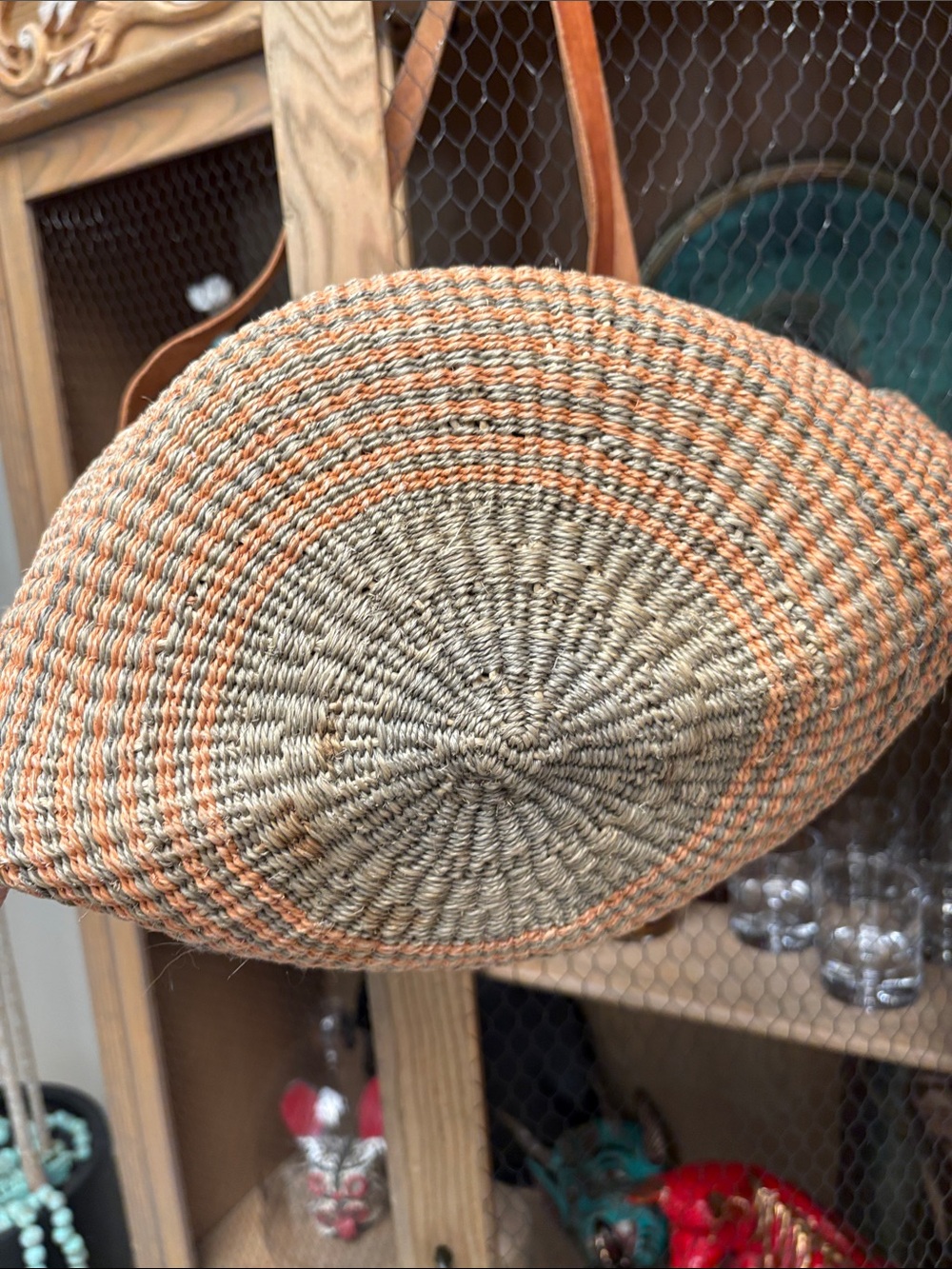 Vintage Sisal Tote Bag with Leather Trim - Picture 8 of 12